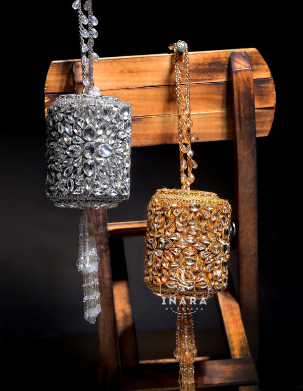 Tira Gold & Silver mini cylinder Potli bag