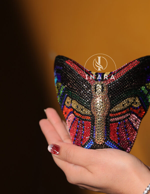 Premium Swarovski Morocco Black Multicolored Butterfly handset clutch
