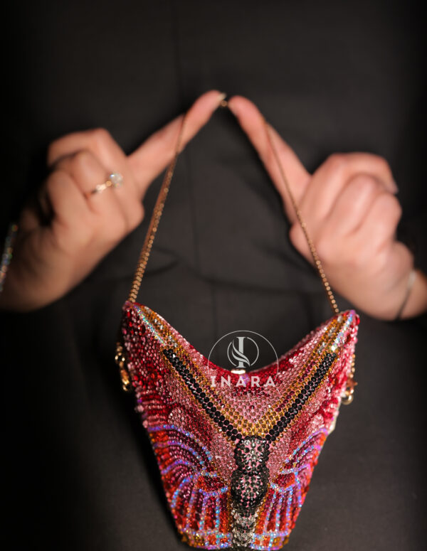 Premium Swarovski Morocco Red Multicolored Butterfly handset clutch